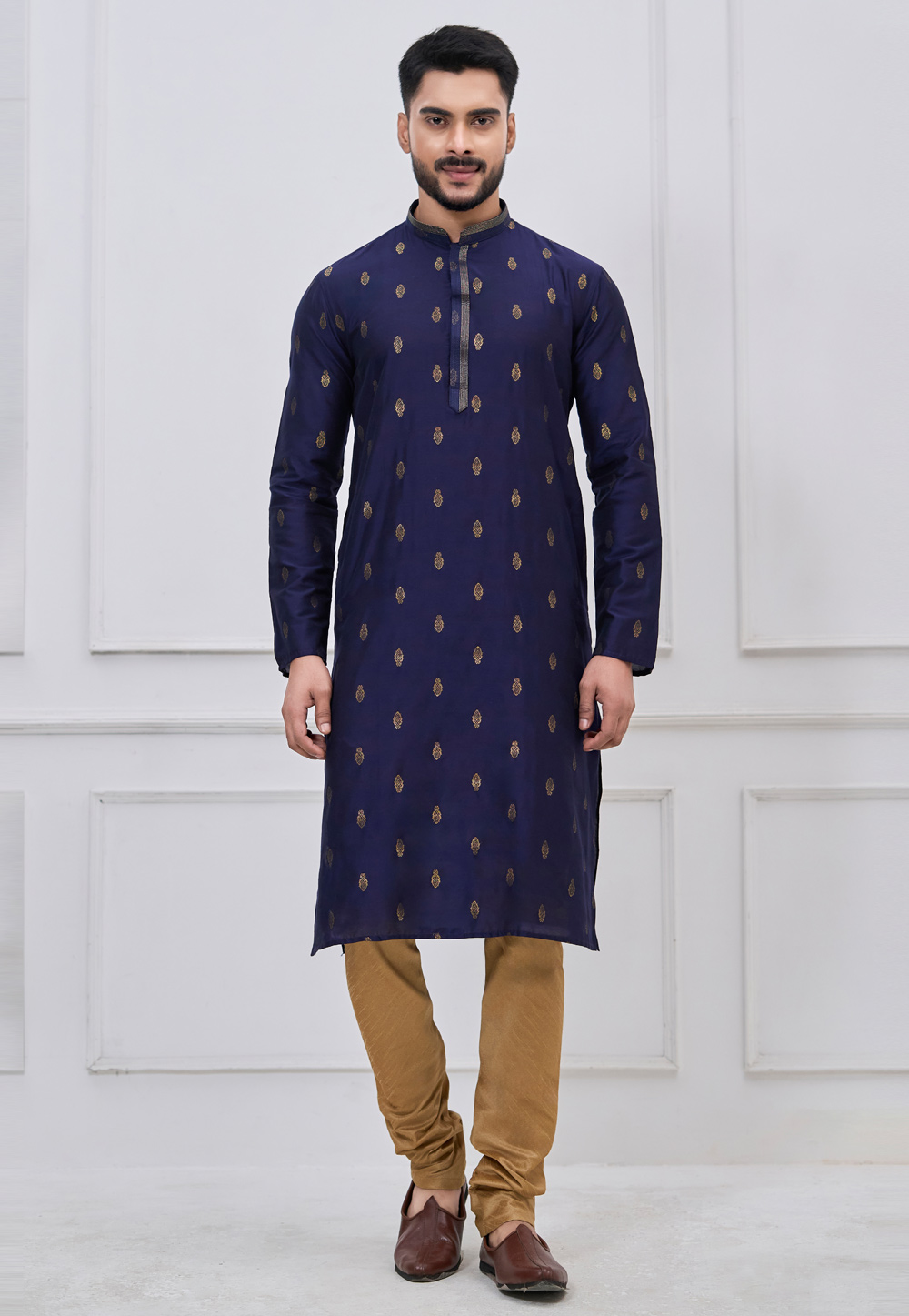Navy Blue Silk Kurta Pajama 325175