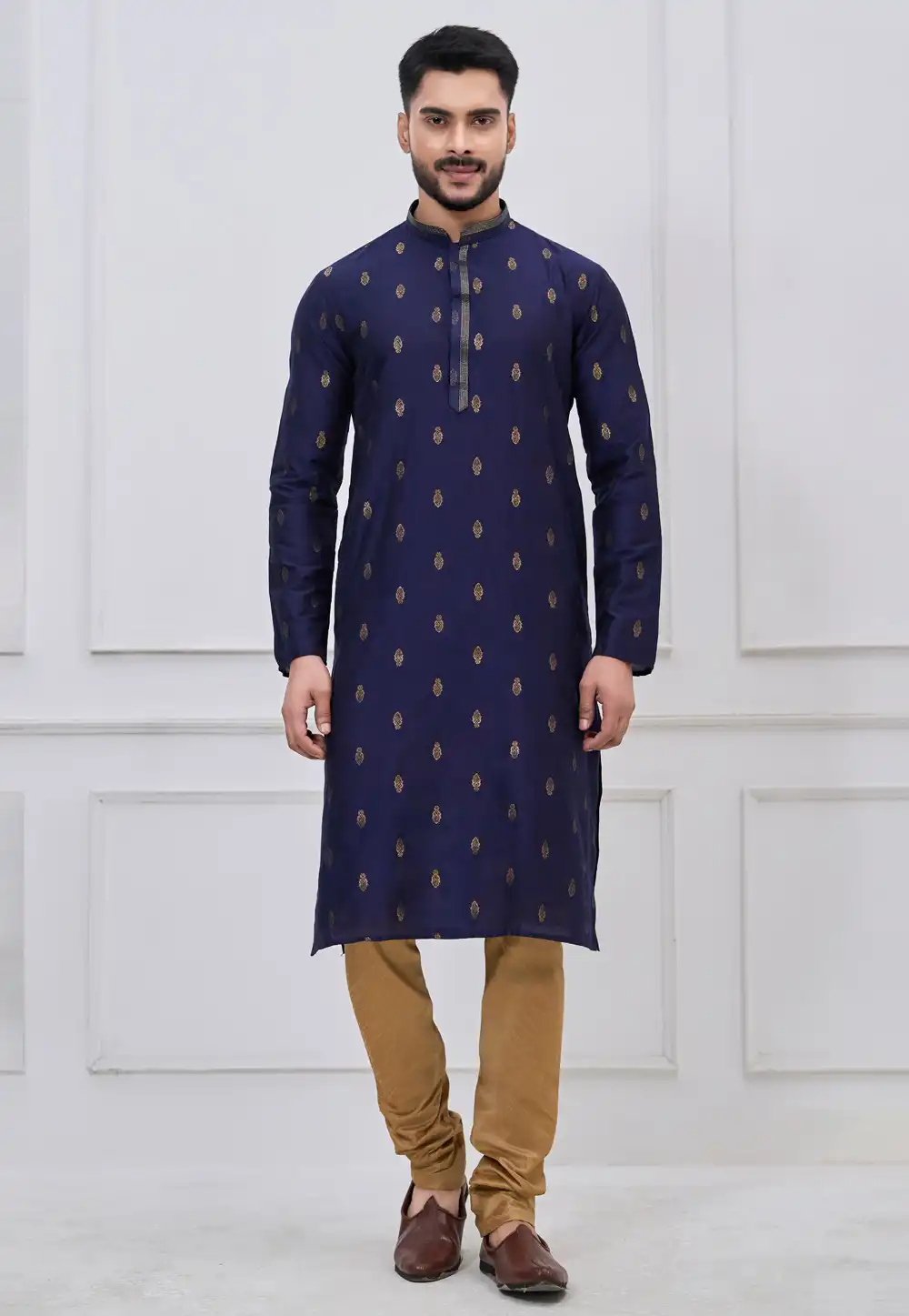 Navy Blue Silk Kurta Pajama 325175