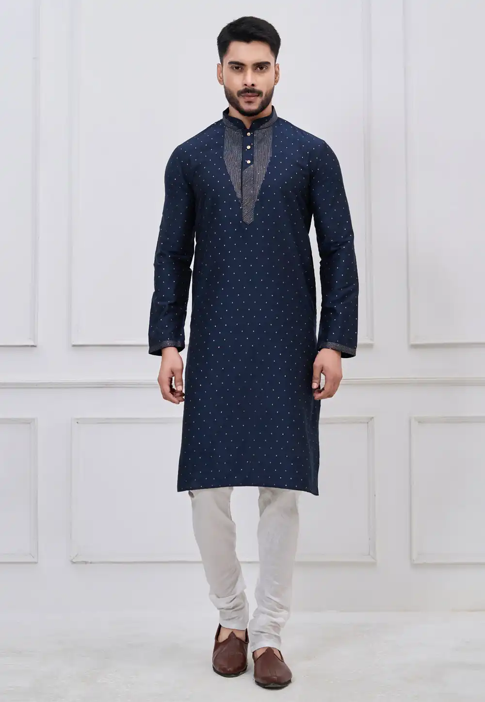 Navy Blue Silk Kurta Pajama 323171