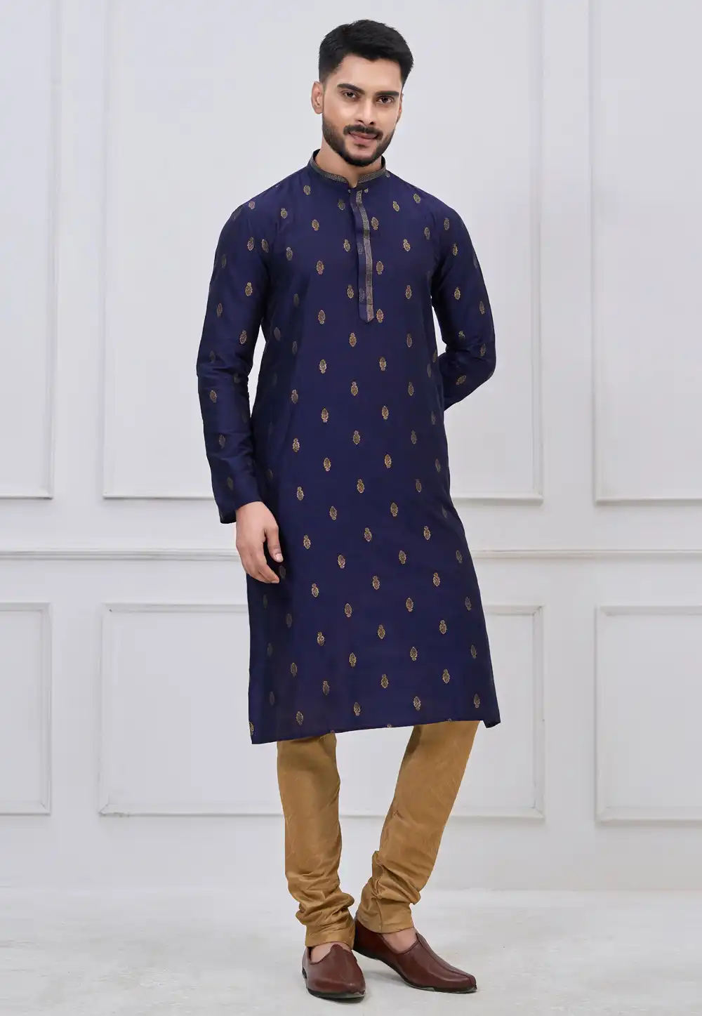 Navy Blue Silk Kurta Pajama 323177