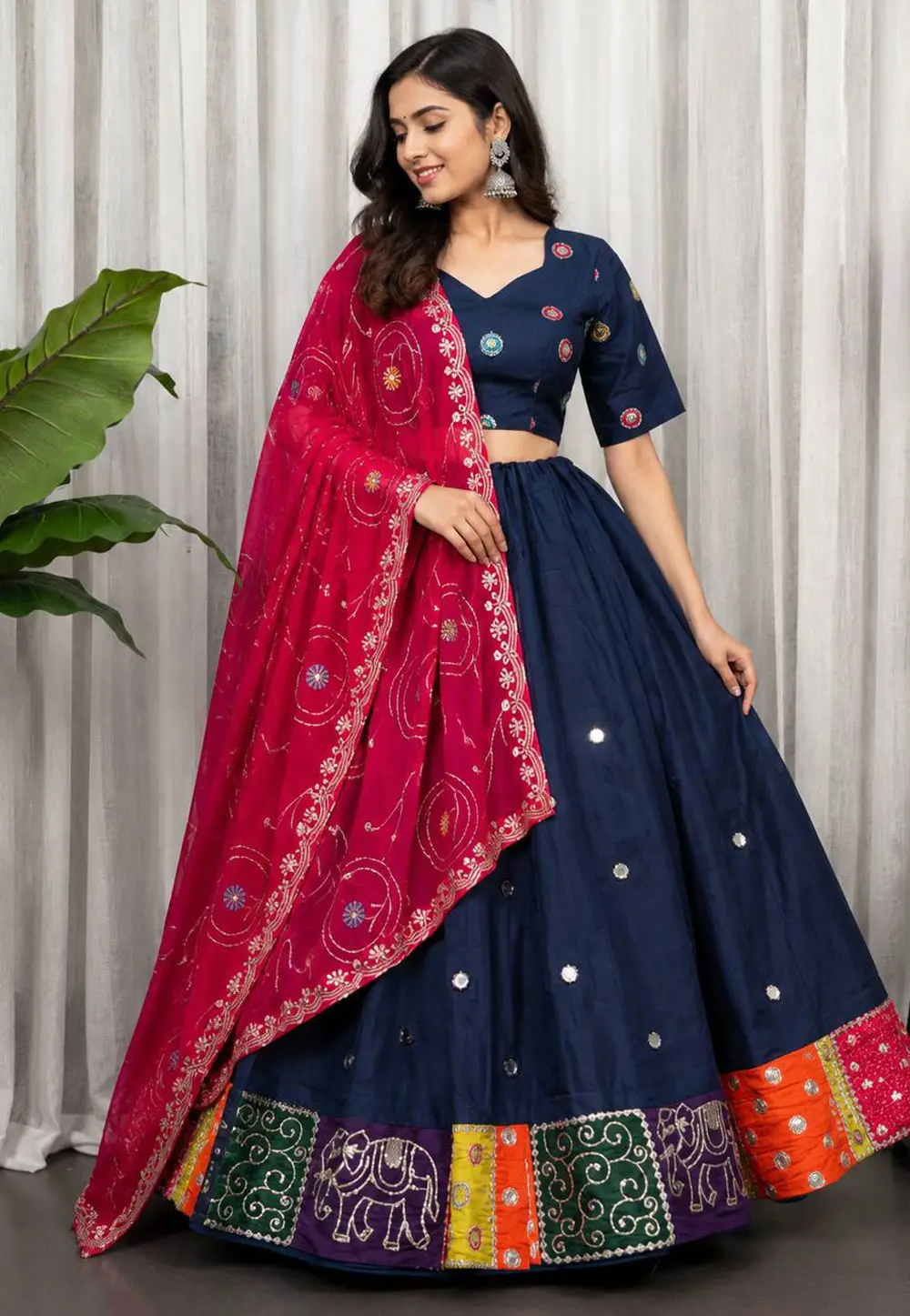 Navy Blue Silk Navratri Chaniya Choli 332504