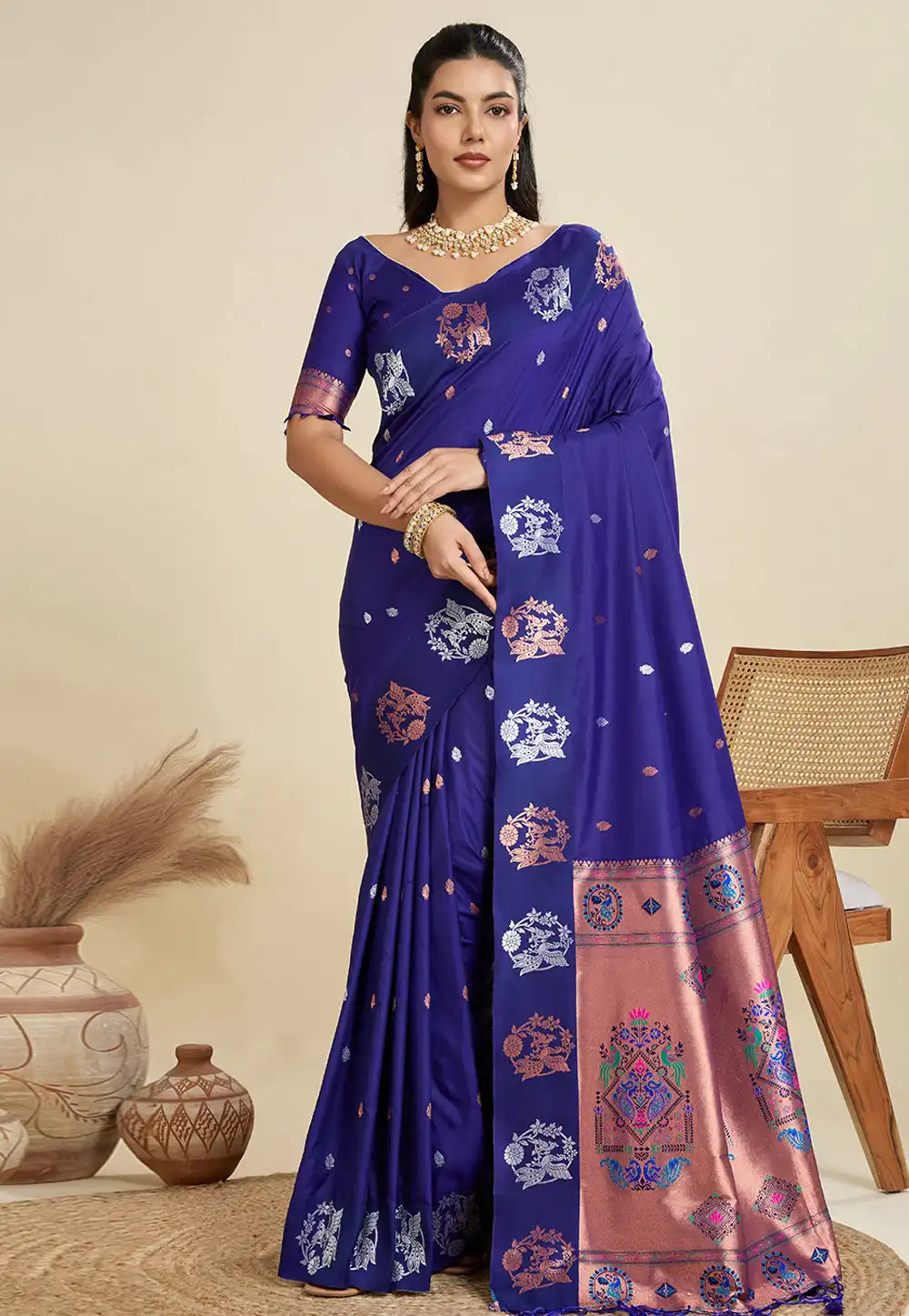 Navy Blue Silk Paithani Saree 312960