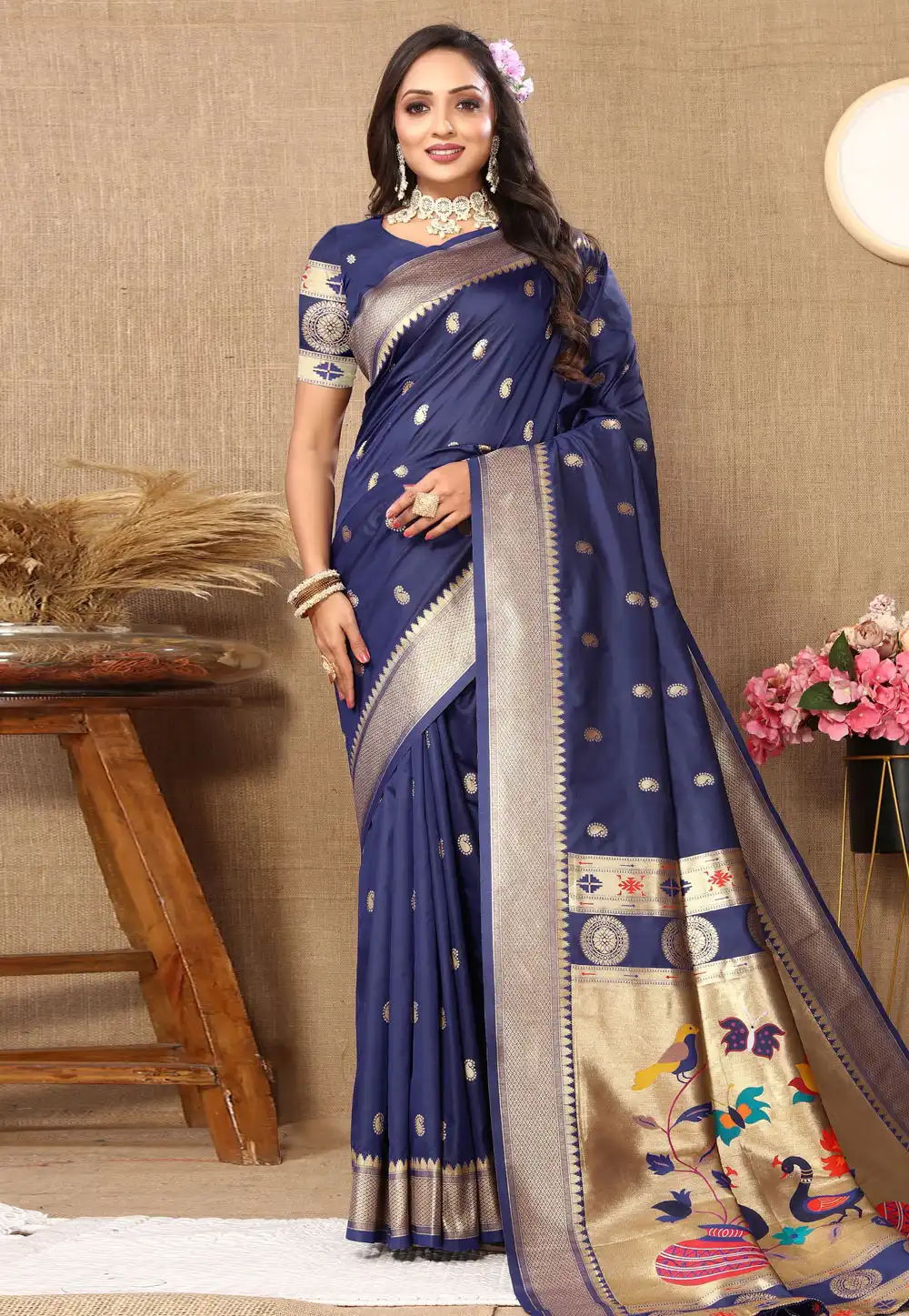 Navy Blue Silk Paithani Saree 314791