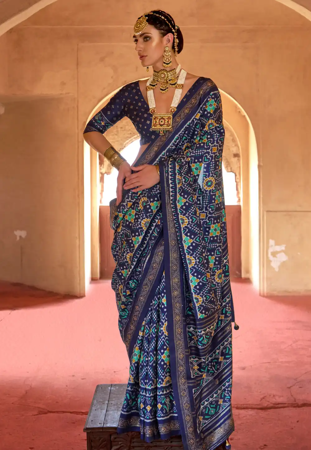 Navy Blue Silk Patola Saree 314797