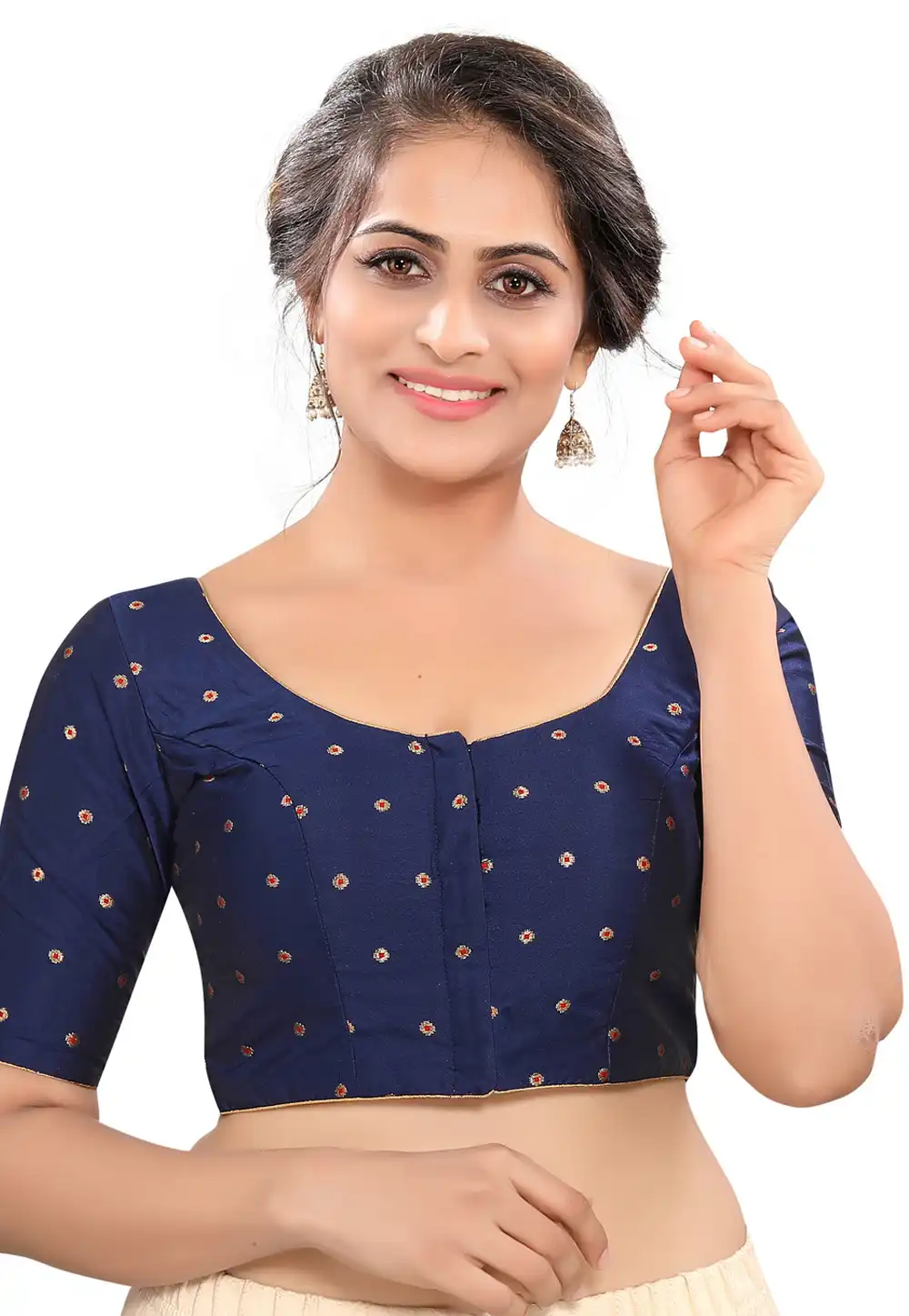 Navy Blue Taffeta Readymade Blouse 311851