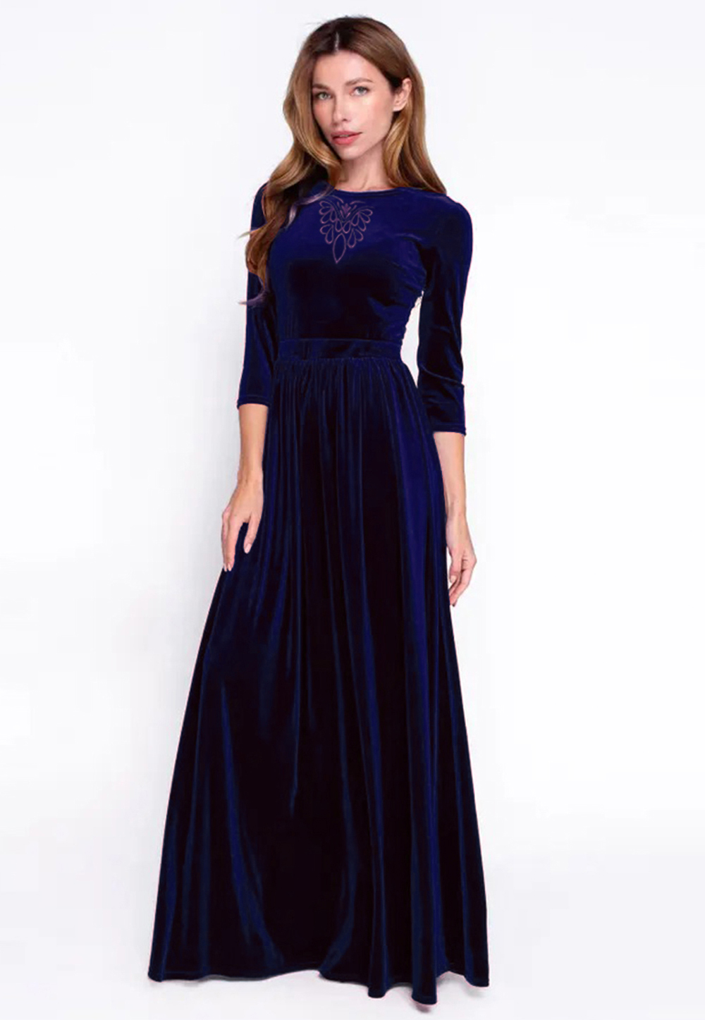 Navy Blue Velvet Gown 306861