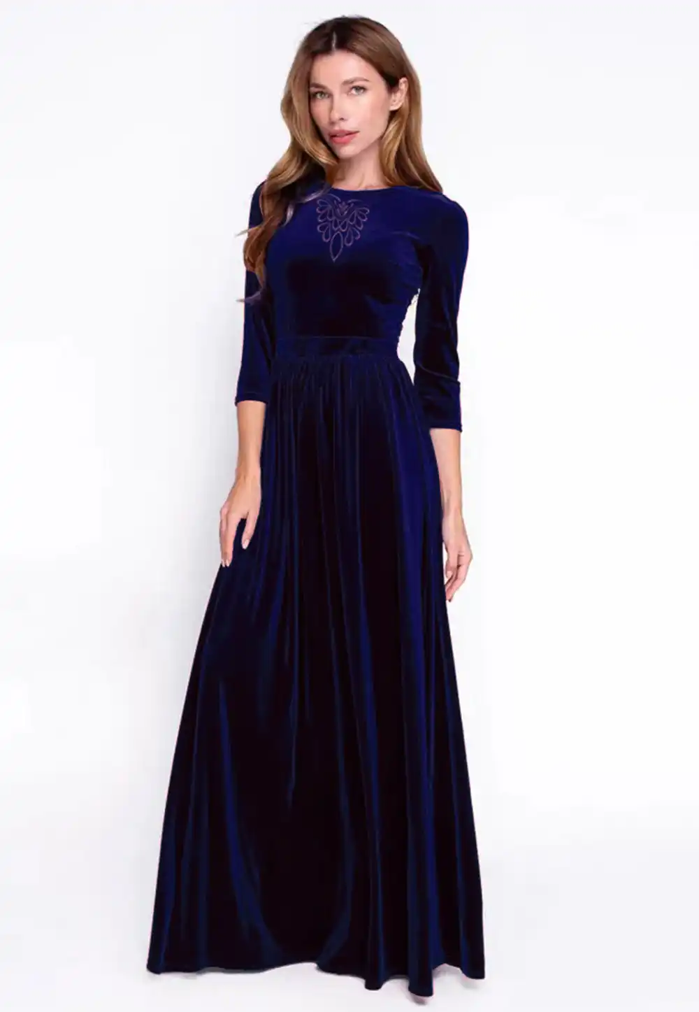 Navy Blue Velvet Gown 306861