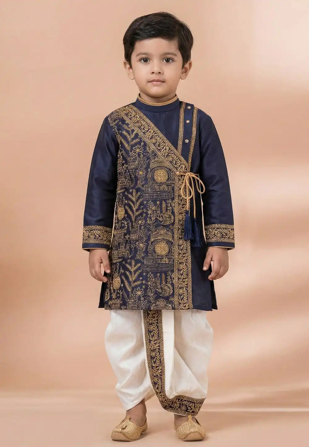 Navy Blue Viscose Kids Dhoti Kurta 321960