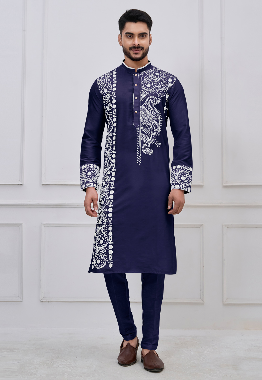 Navy Blue Viscose Kurta Pajama 322857