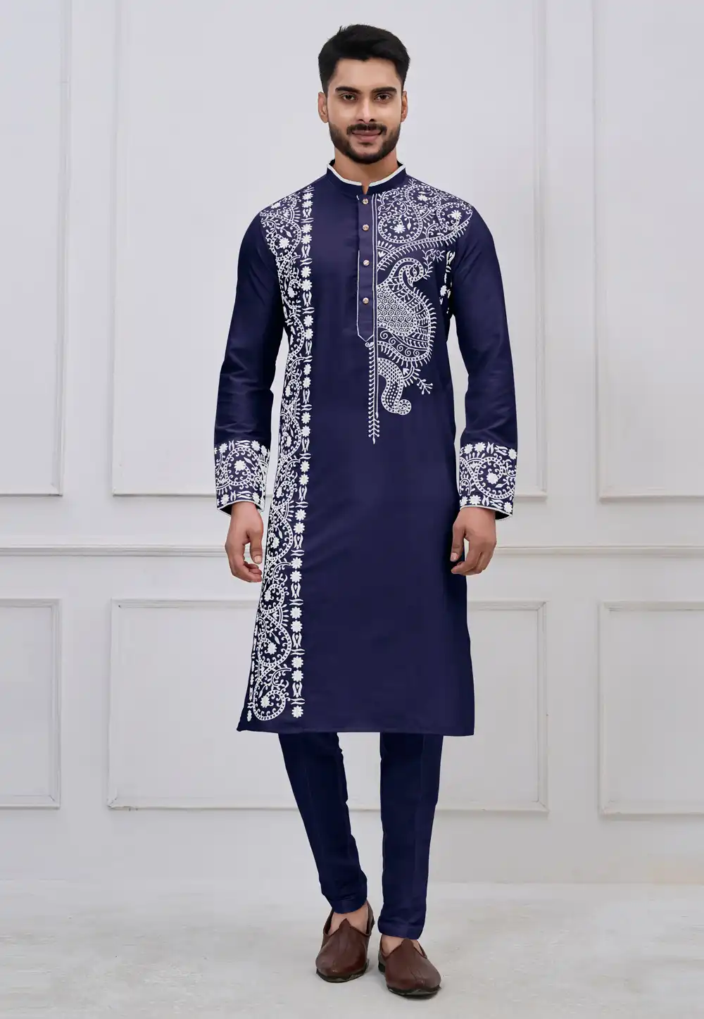 Navy Blue Viscose Kurta Pajama 322857