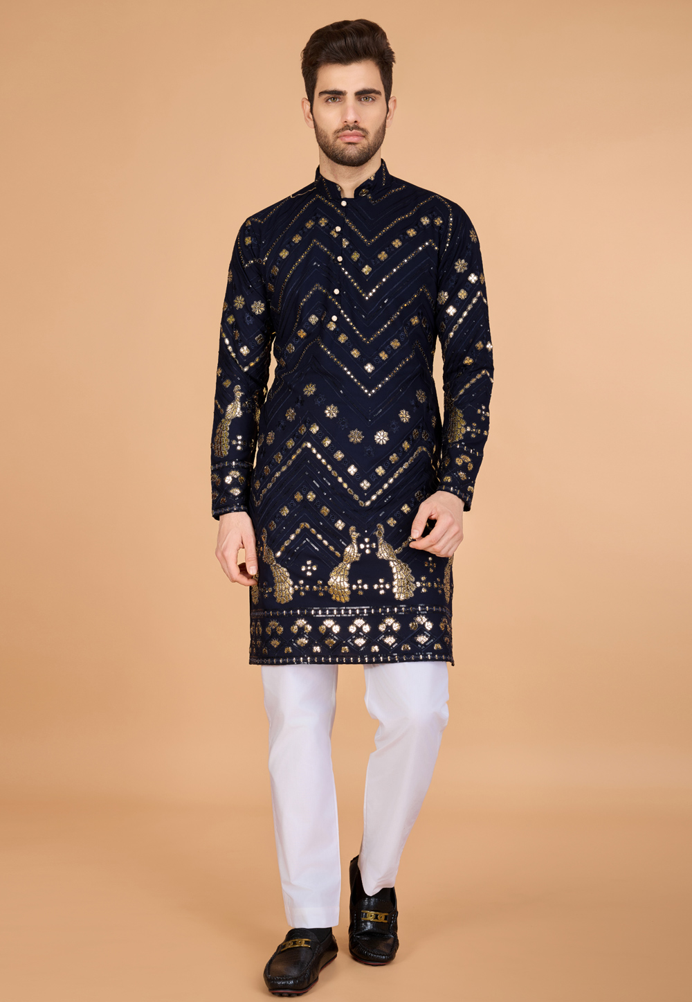 Navy Blue Viscose Rayon Kurta Pajama 311546