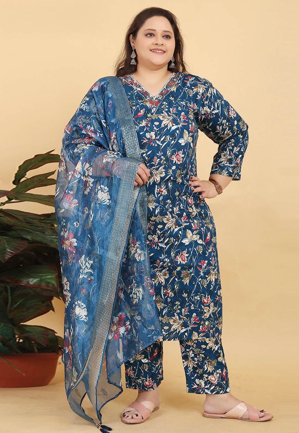 Navy Blue Viscose Readymade Pakistani Suit 311170