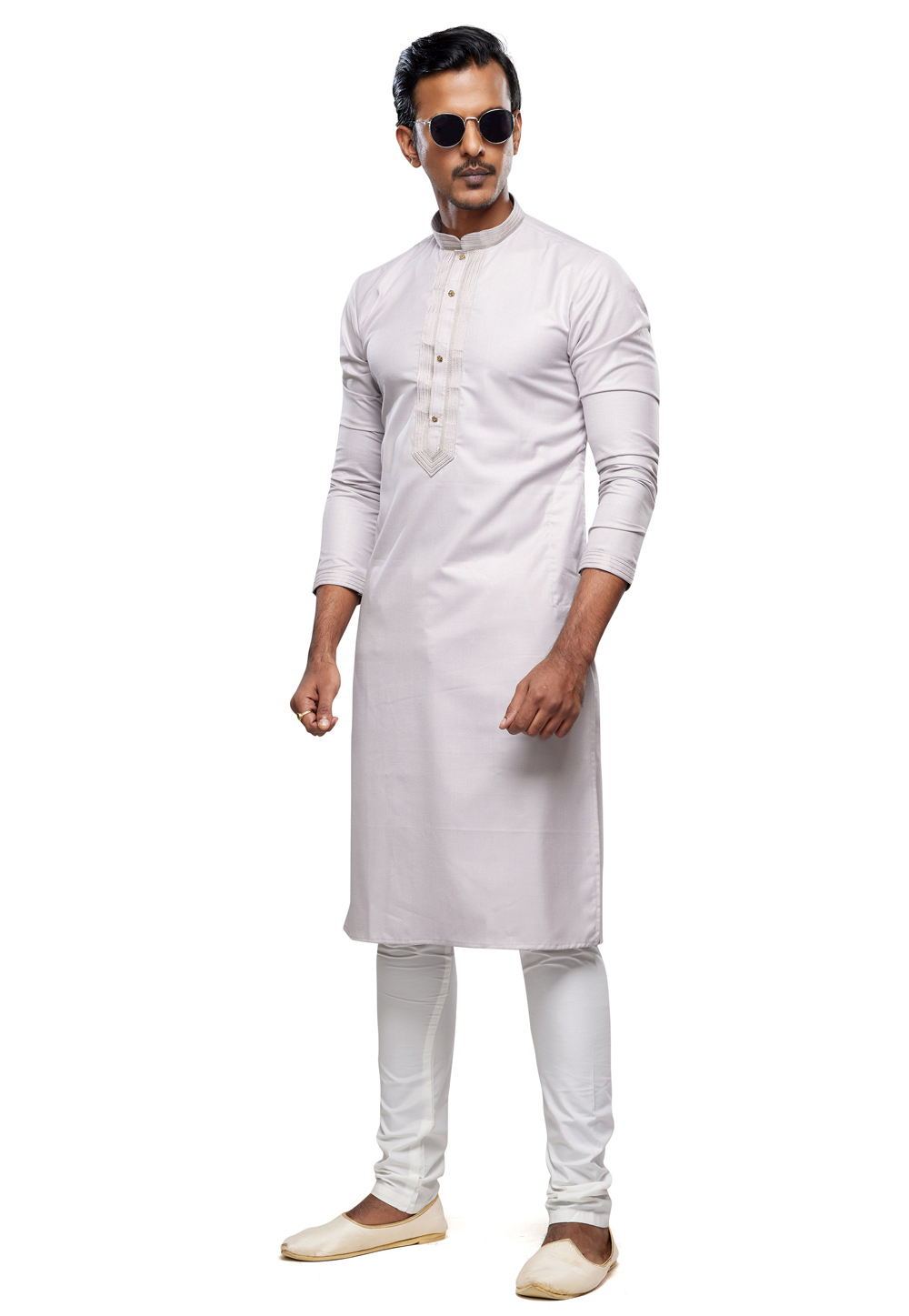 Off White Art Silk Kurta Pajama 280933