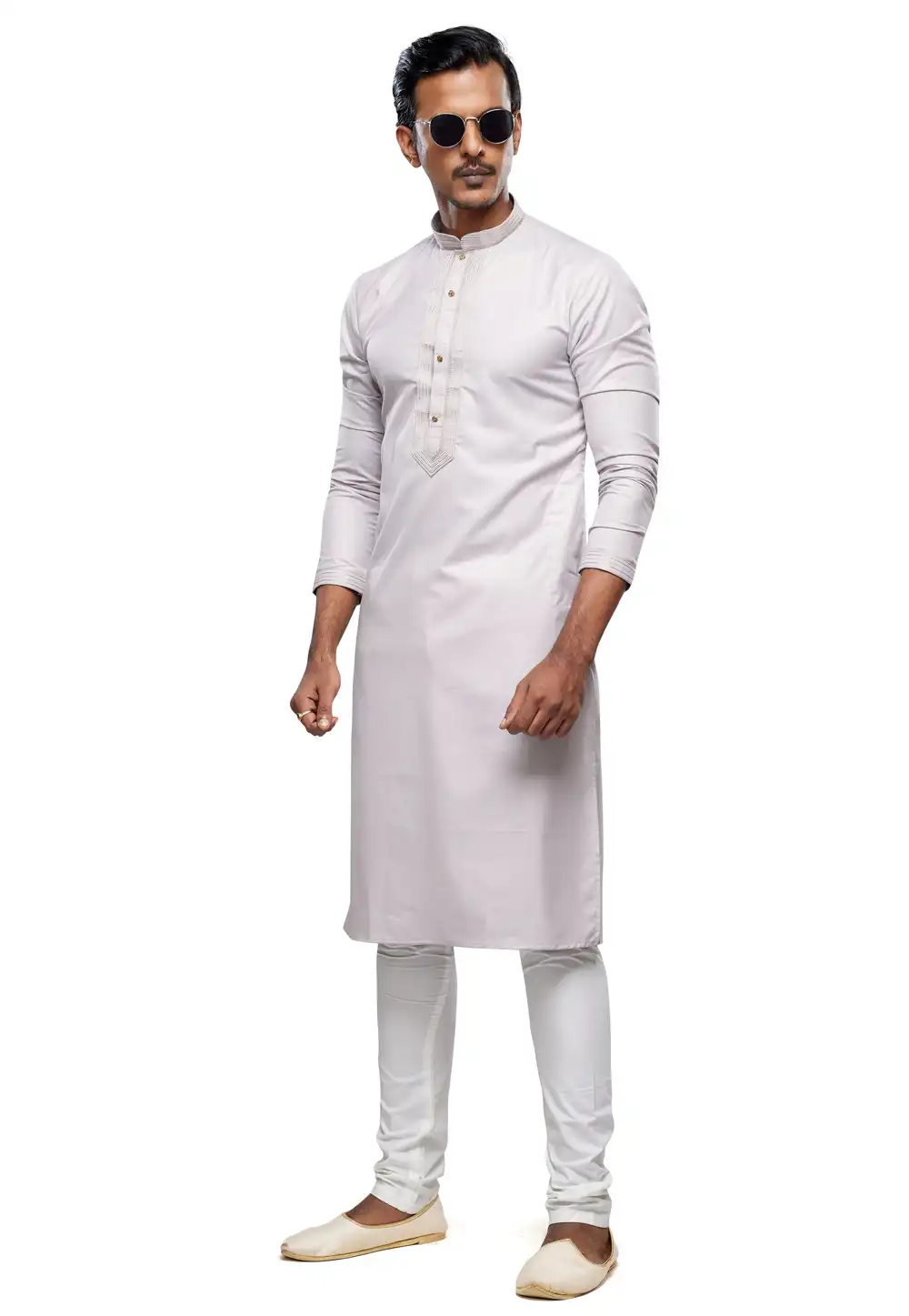 Off White Art Silk Kurta Pajama 280933