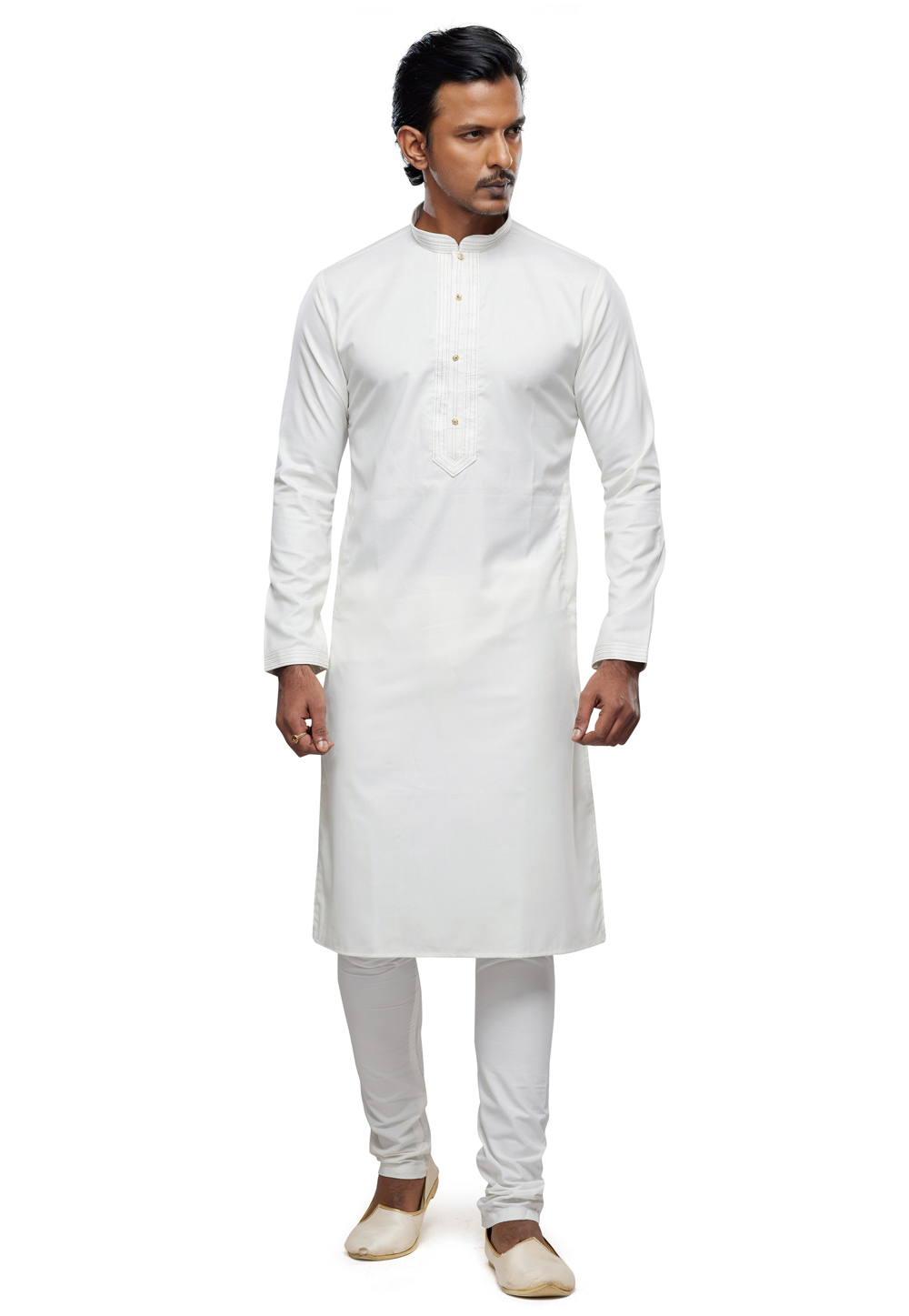 Off White Art Silk Kurta Pajama 280937