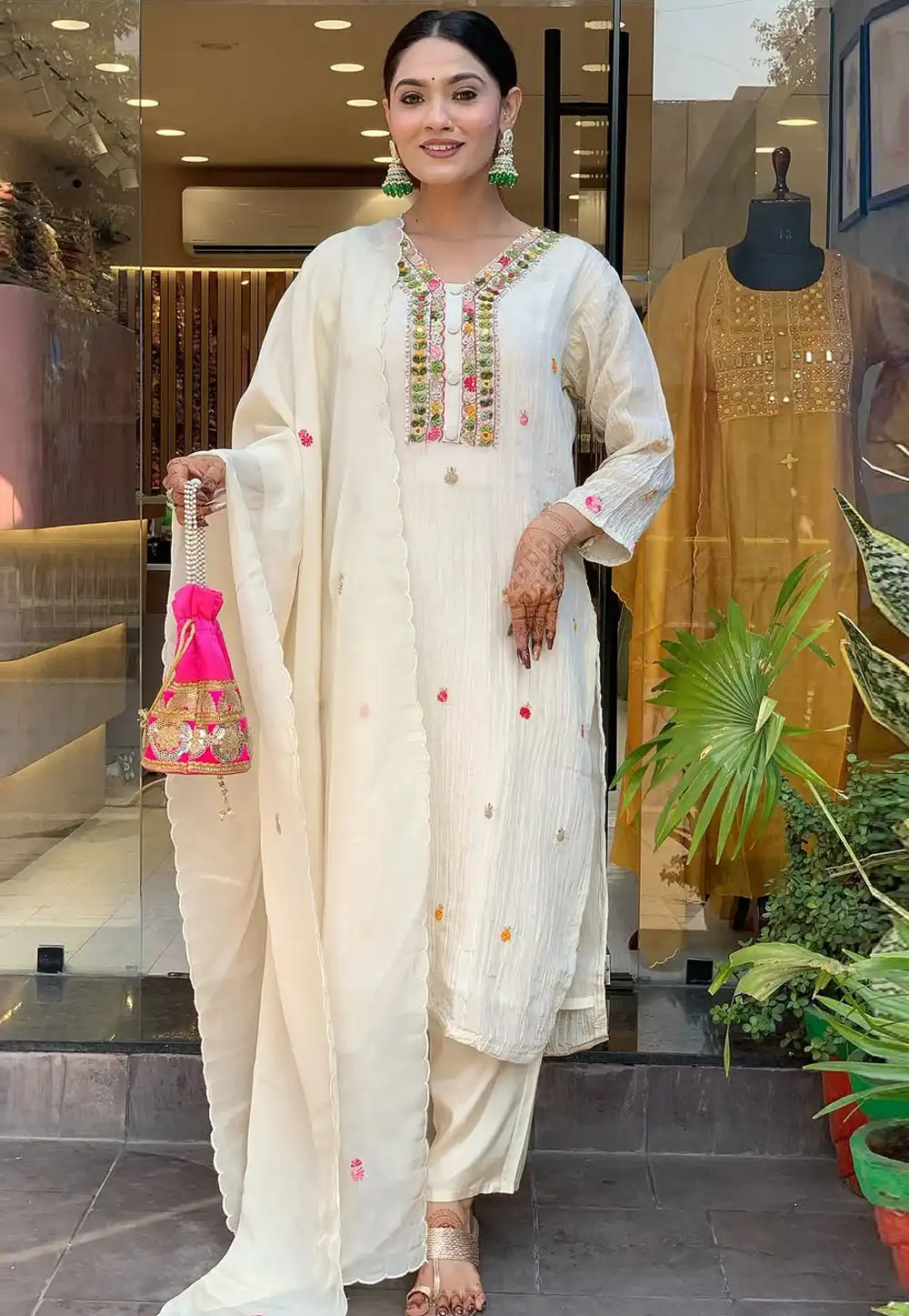 Off White Chinon Readymade Pant Style Suit 315146
