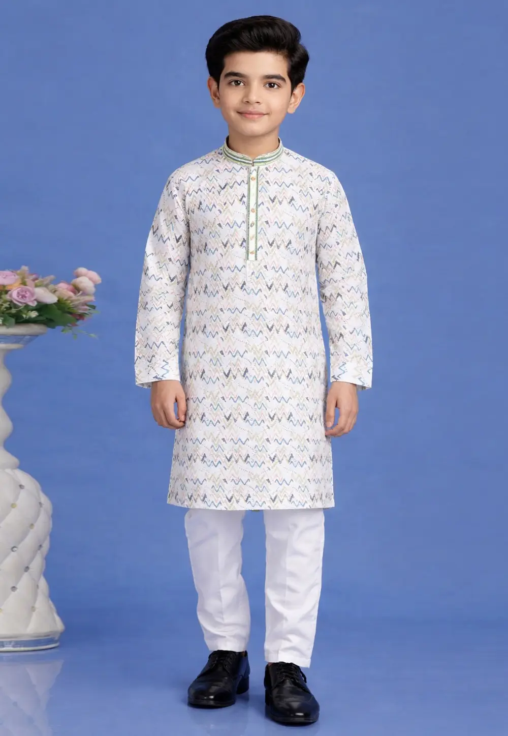 Off White Cotton Boys Kurta Pajama 335740