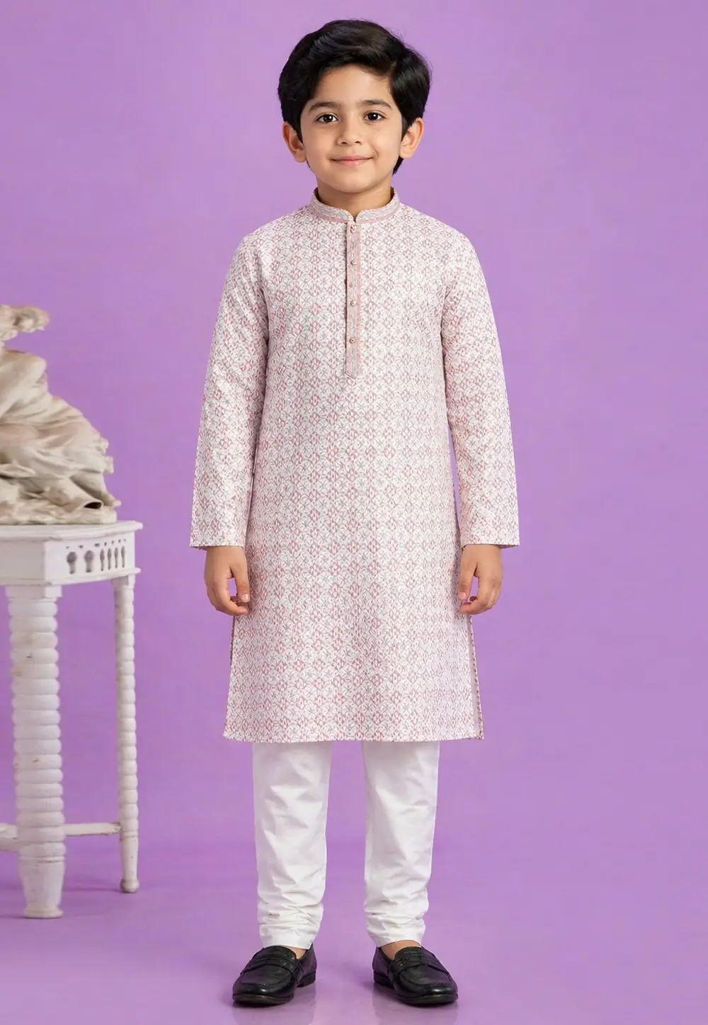 Off White Cotton Boys Kurta Pajama 335758