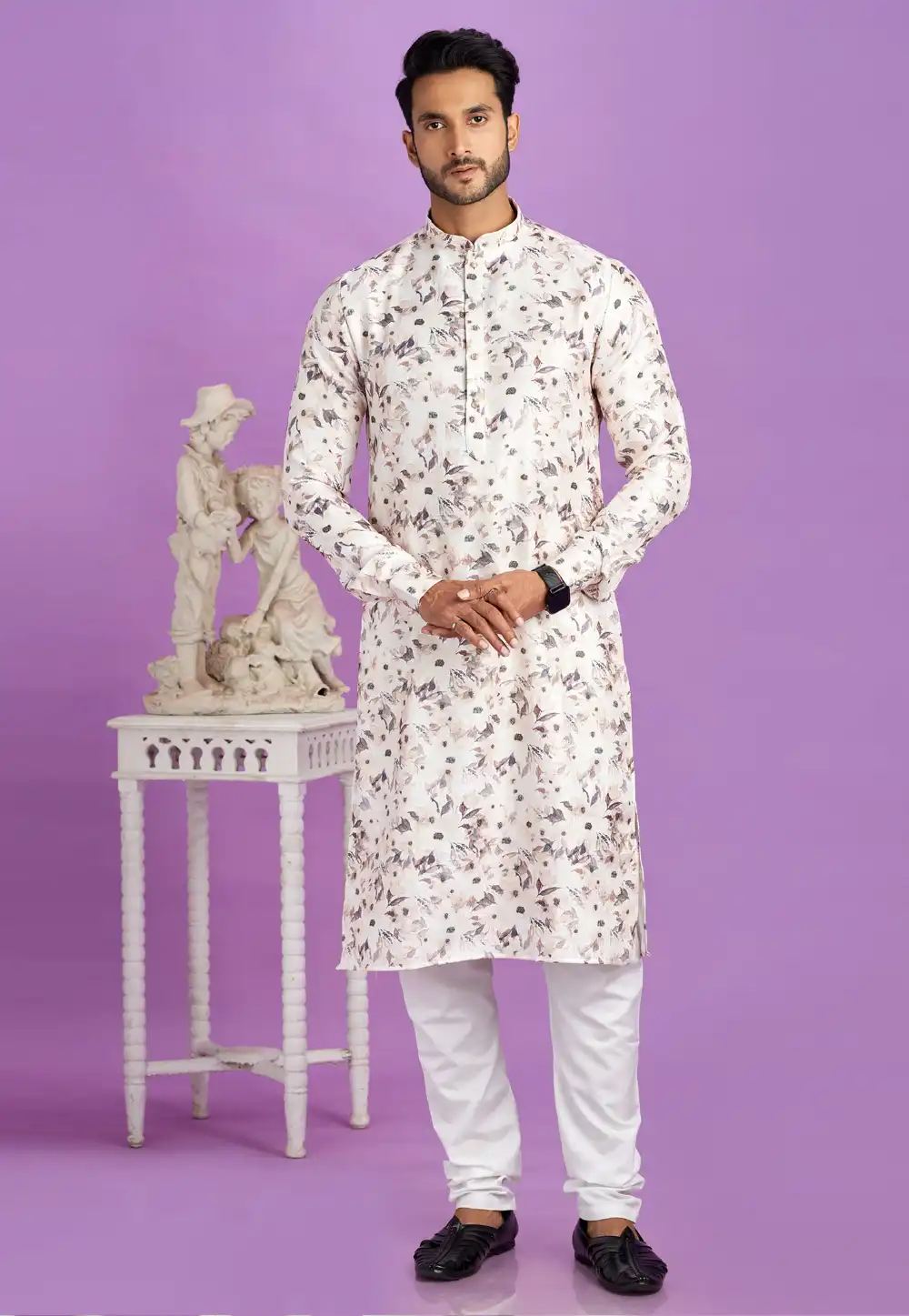 Off White Cotton Kurta Pajama 283345