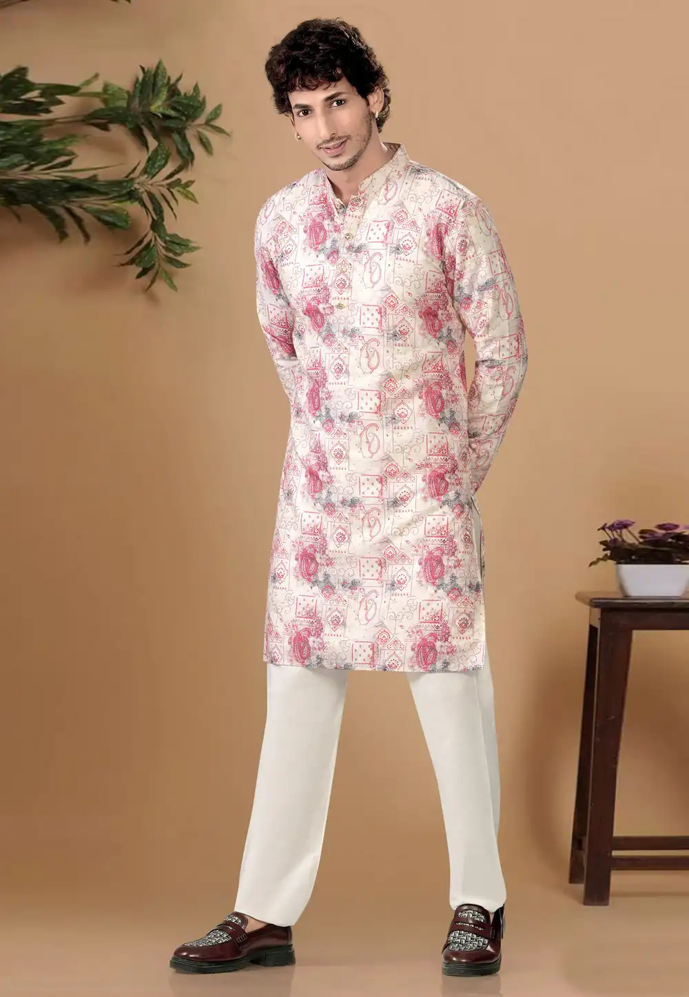 Off White Cotton Kurta Pajama 325842