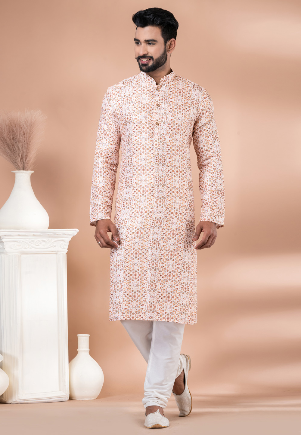 Off White Cotton Kurta Pajama 282598