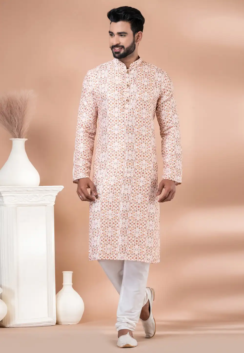 Off White Cotton Kurta Pajama 282598