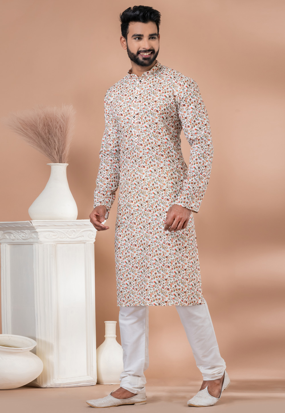 Off White Cotton Kurta Pajama 282600