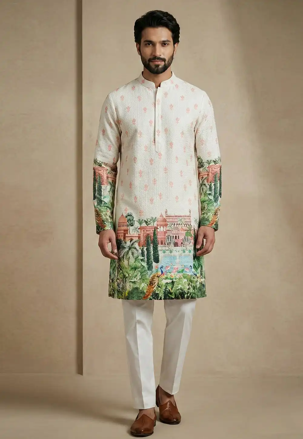 Off White Cotton Kurta Pajama 325390