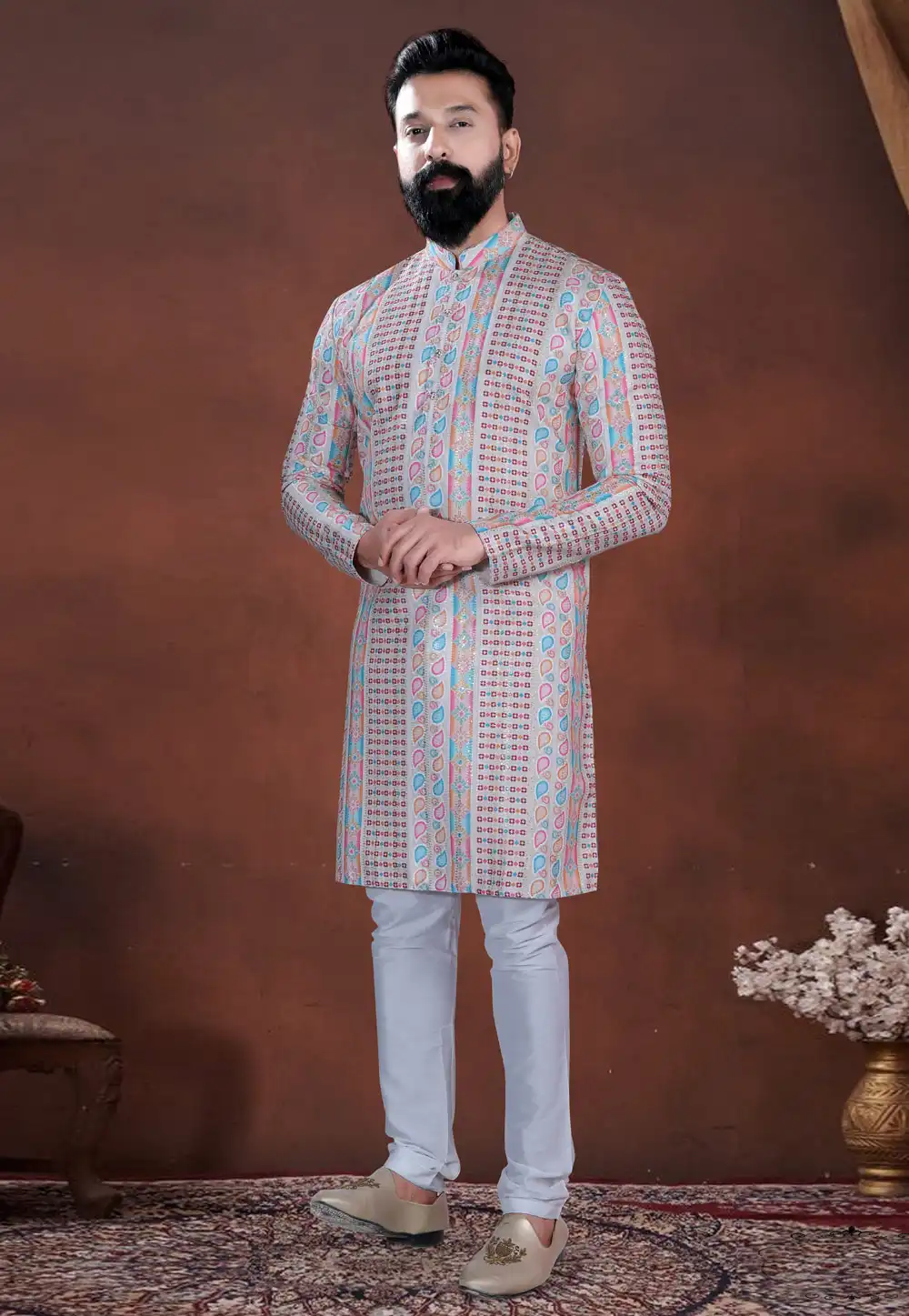 Off White Cotton Kurta Pajama 318613