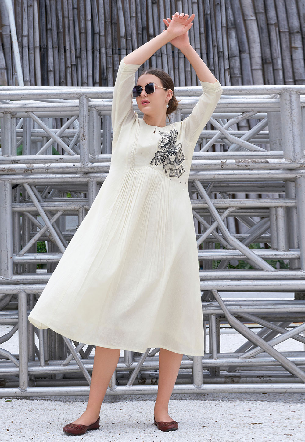 Off White Cotton Long Tunic 308101