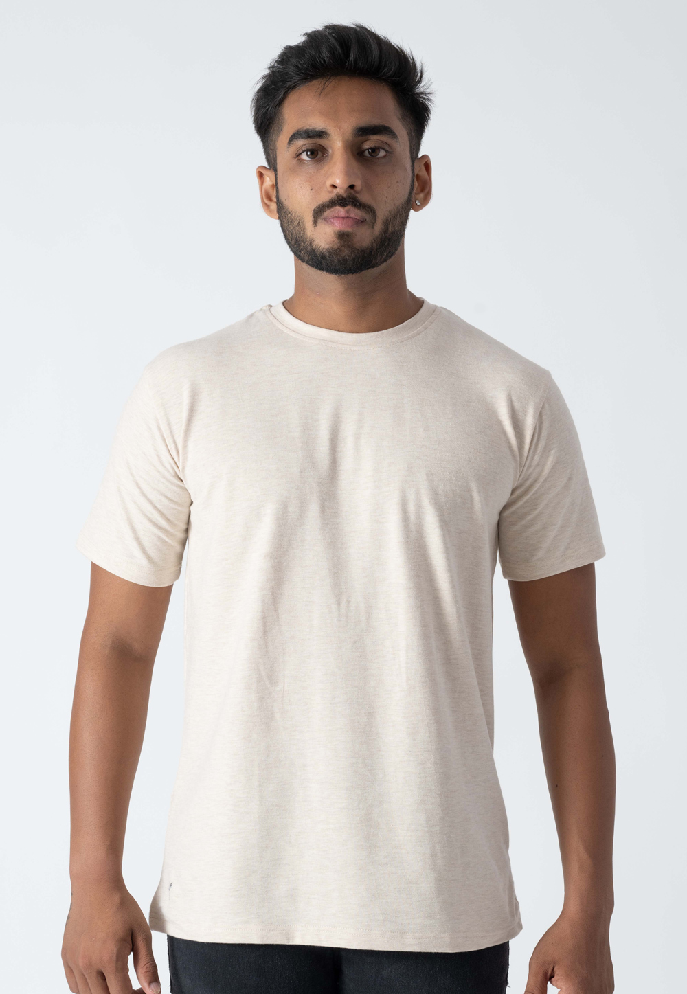 Off White Cotton Mens Casual T-Shirt 313221