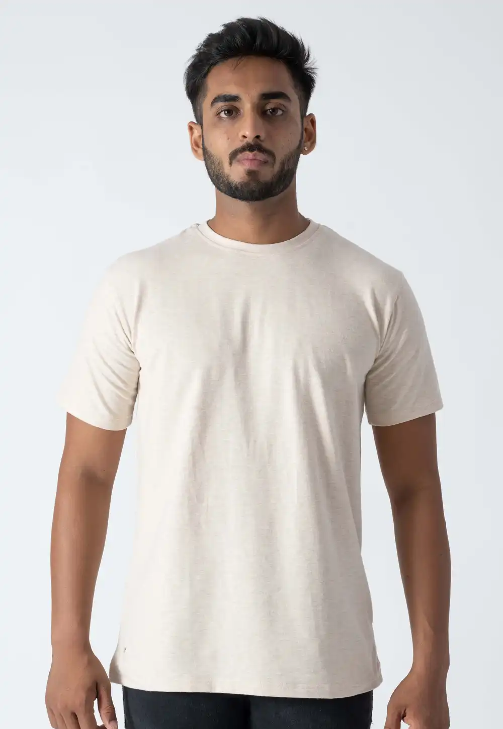 Off White Cotton Mens Casual T-Shirt 313221