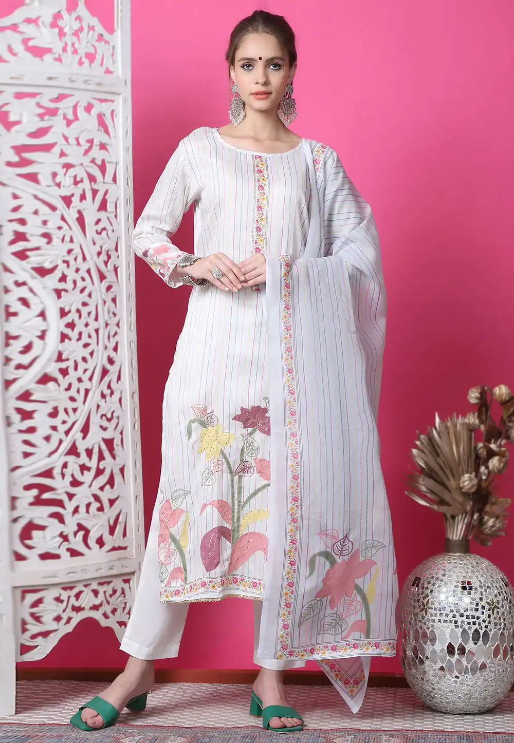 Off White Cotton Pant Style Suit 310099