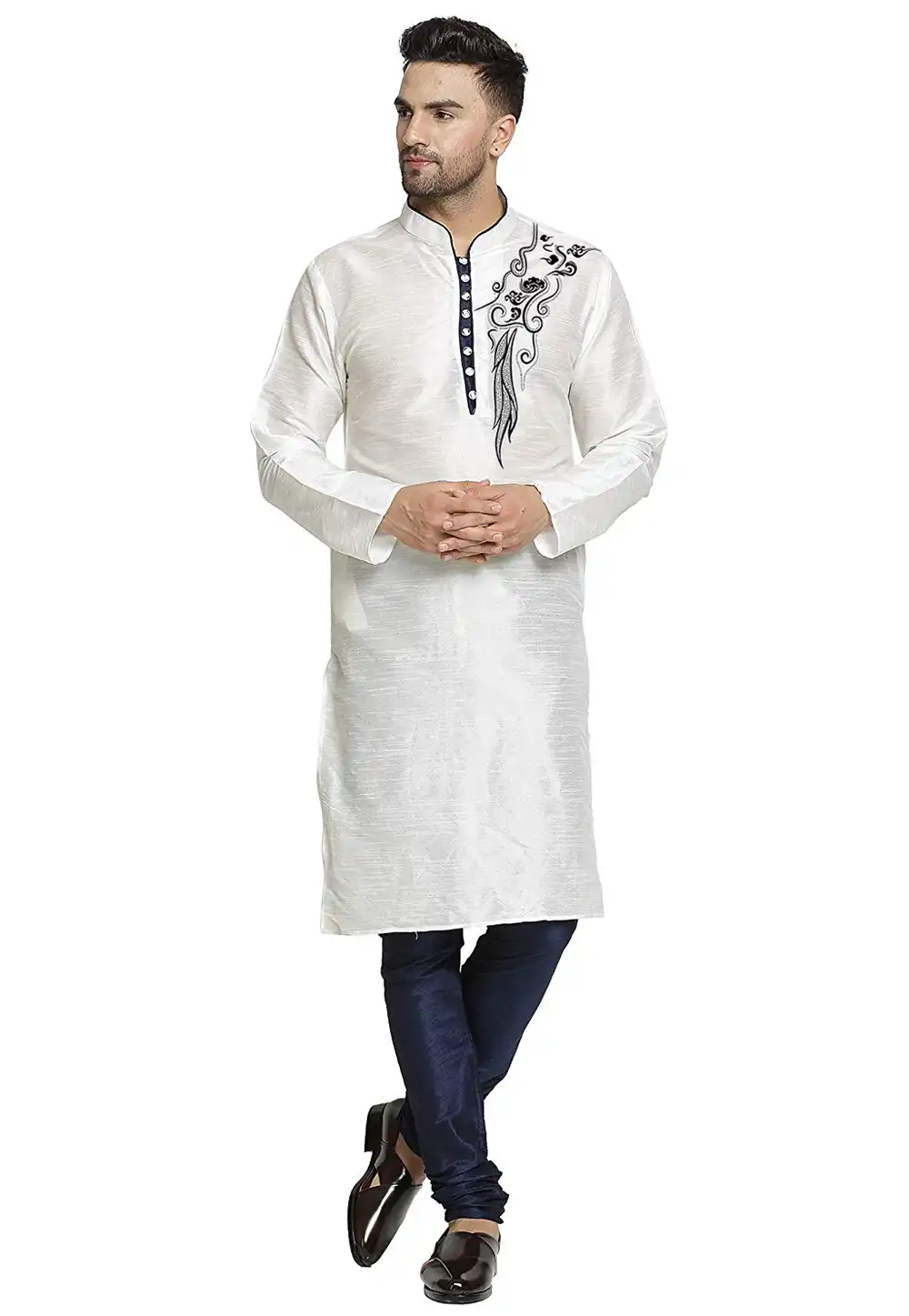 Off White Dupion Silk Kurta Pajama 304867