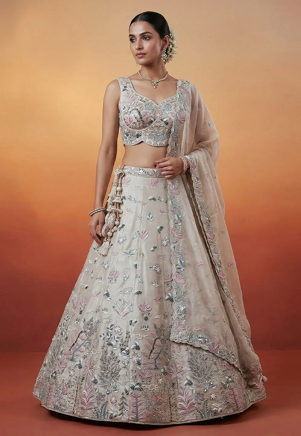 Off White Organza Lehenga Choli For Wedding 332965