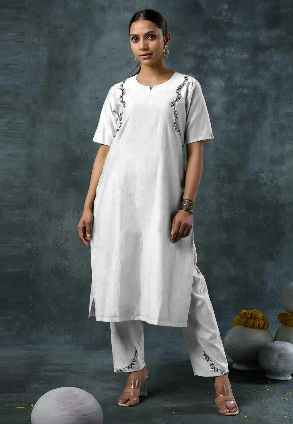 Off White Rayon Kurta Set With Pant 310045