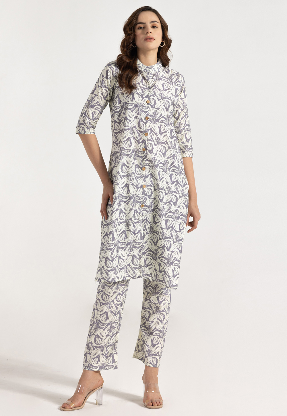 Off White Rayon Printed Co-Ords Set 311316
