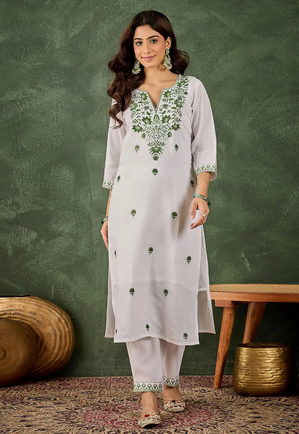 Off White Silk Kurta Set With Pant 312980