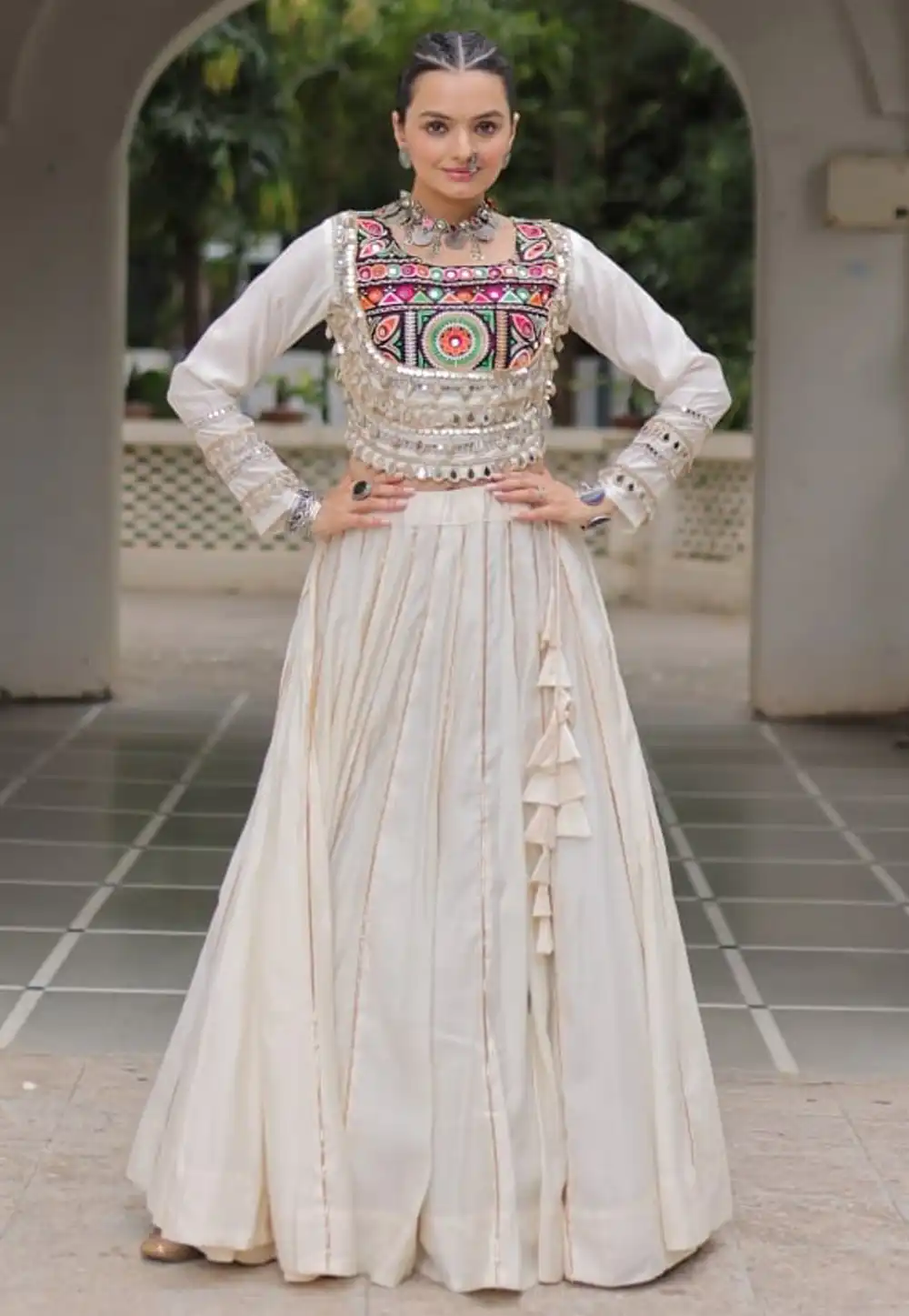 Off White Silk Navratri Chaniya Choli 316336