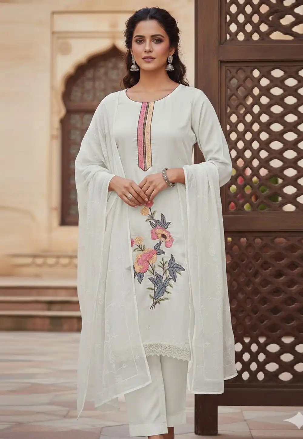 Off White Silk Pakistani Suit 330318