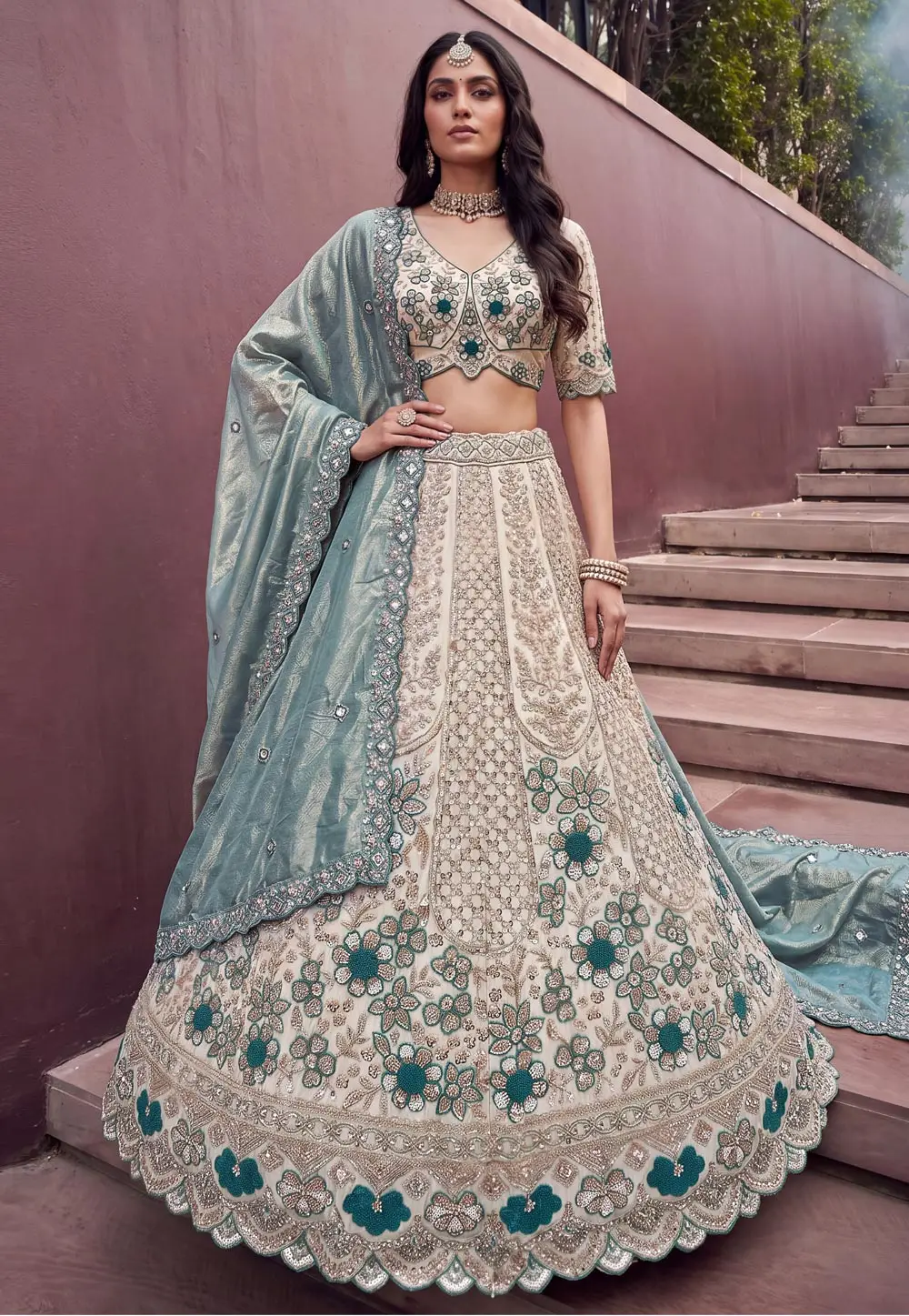 Off White Silk Wedding Lehenga Choli 335854