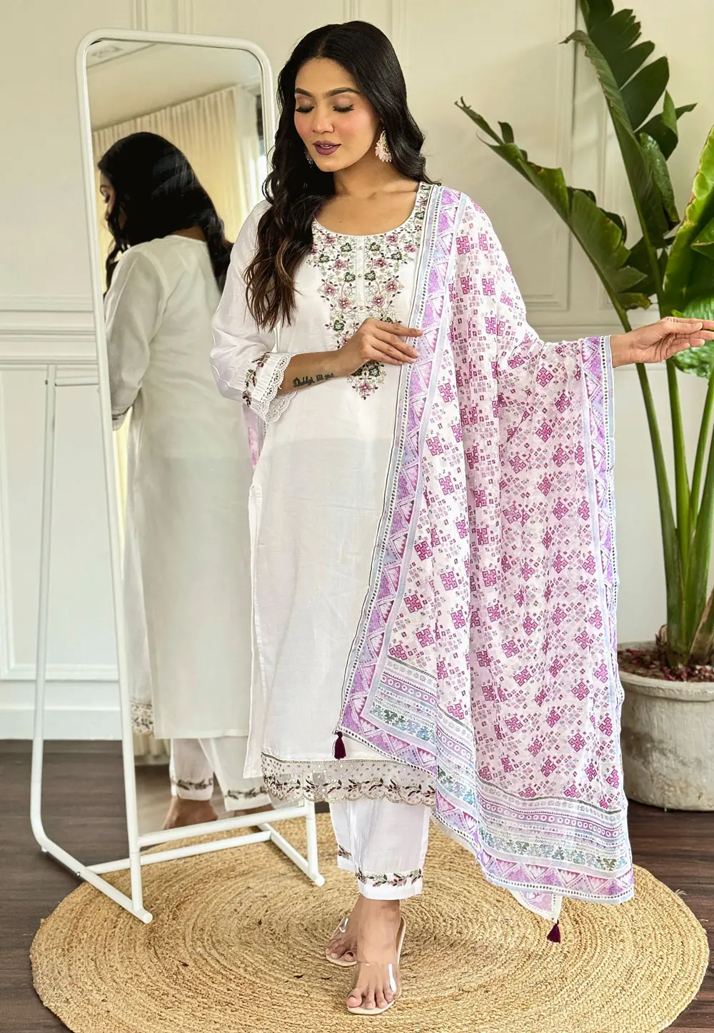 Off White Viscose Readymade Pakistani Suit 299679