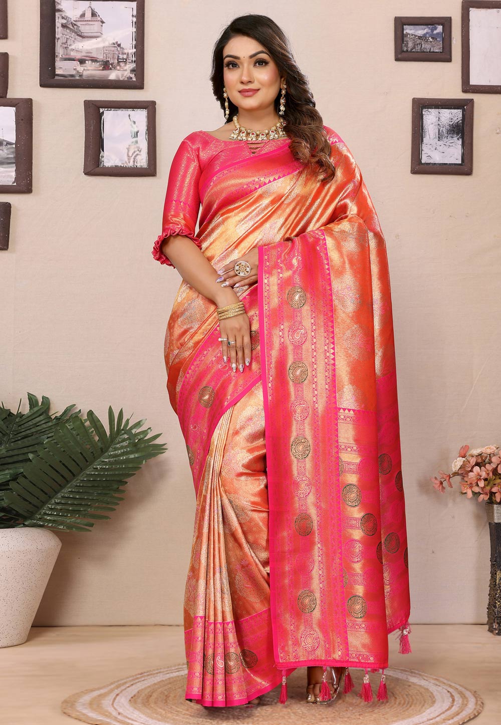Orange Banarasi Silk Saree 306963