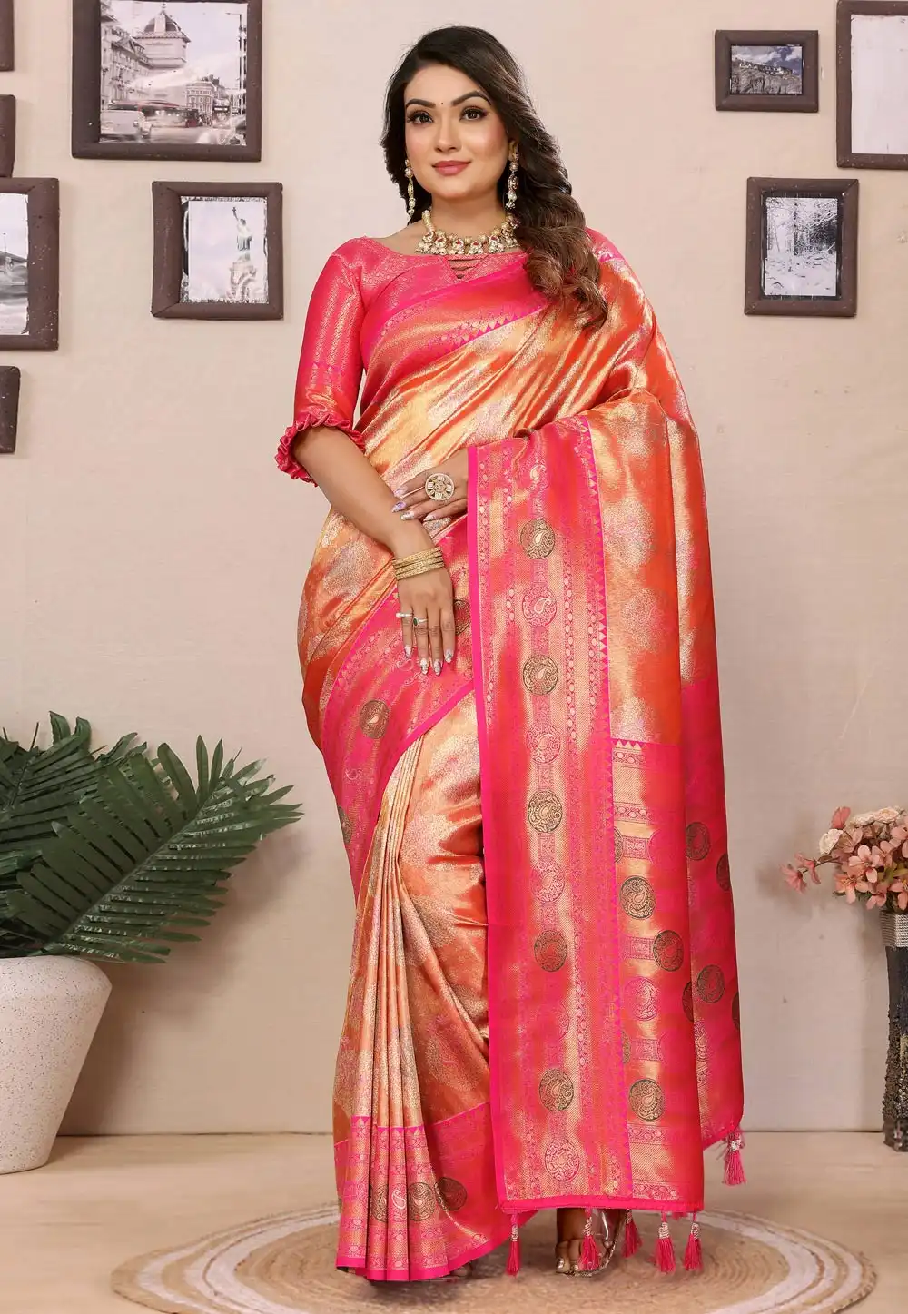 Orange Banarasi Silk Saree 306963