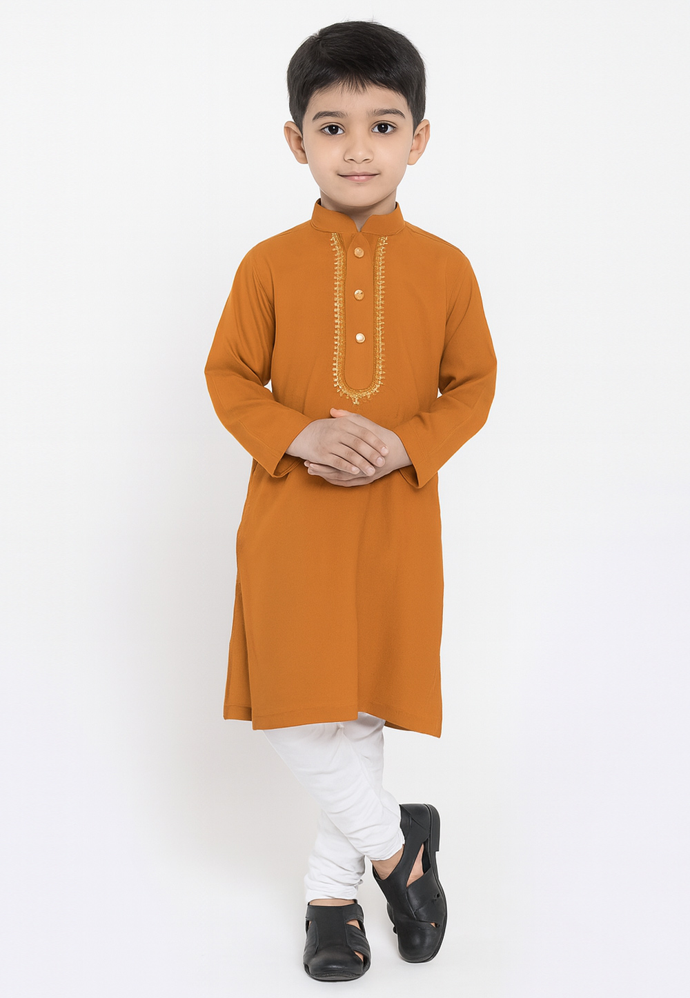 Orange Cotton Kids Kurta Pajama 320820