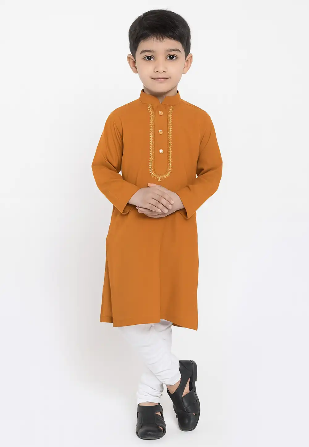 Orange Cotton Kids Kurta Pajama 320820