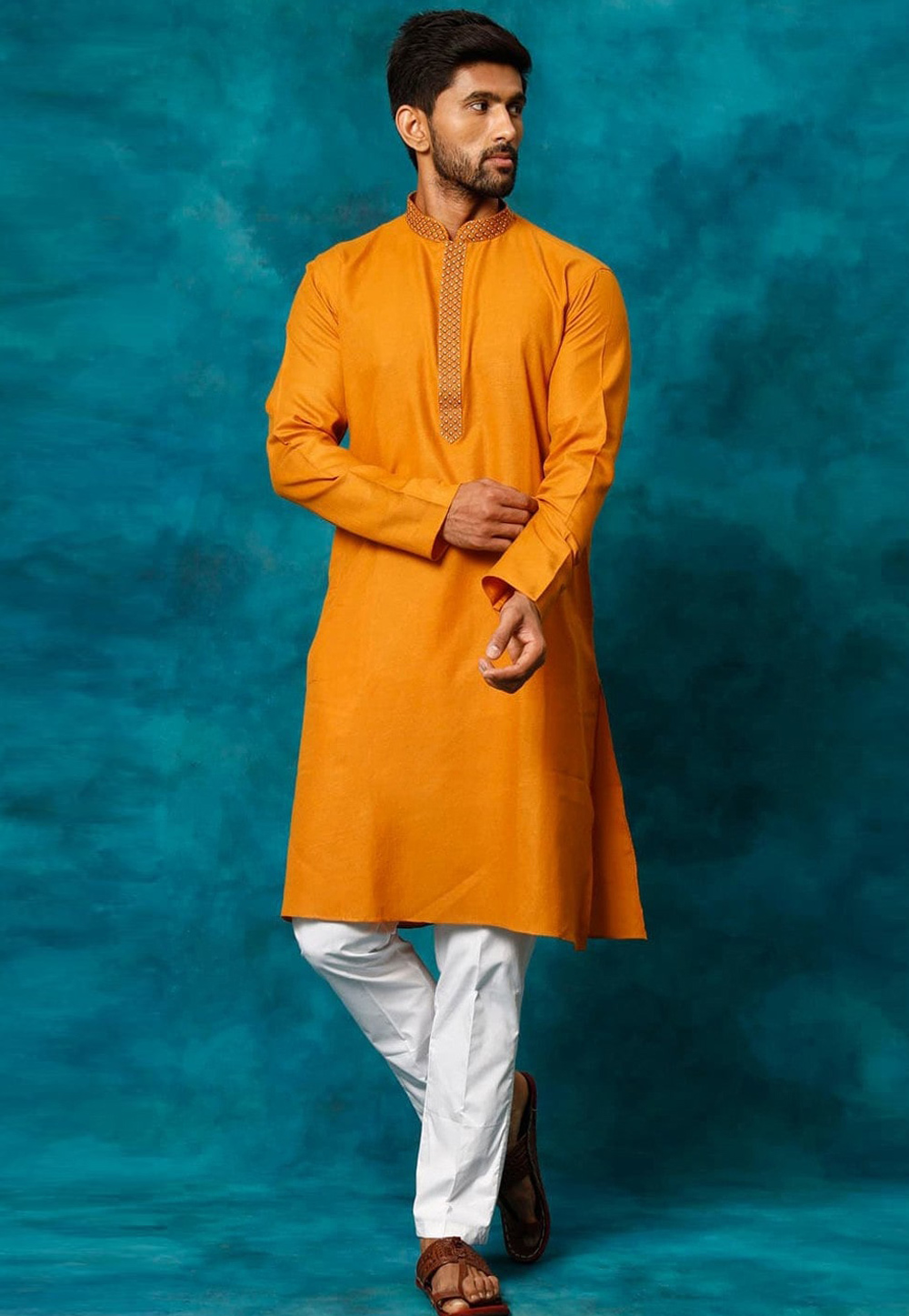 Orange Cotton Kurta Pajama 309762