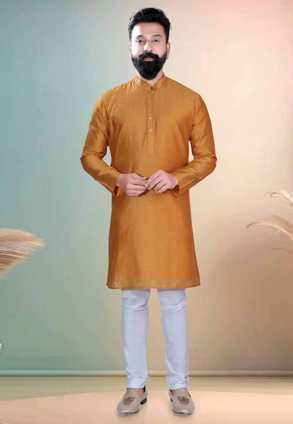 Orange Cotton Kurta Pajama 318619