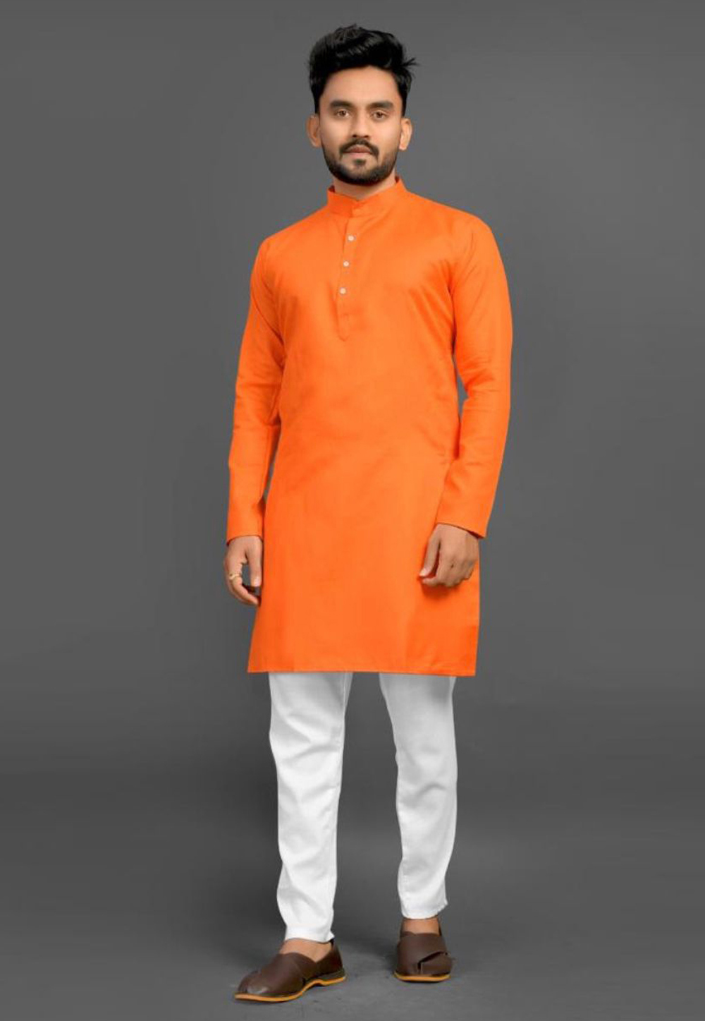 Orange Cotton Kurta Pajama 312785