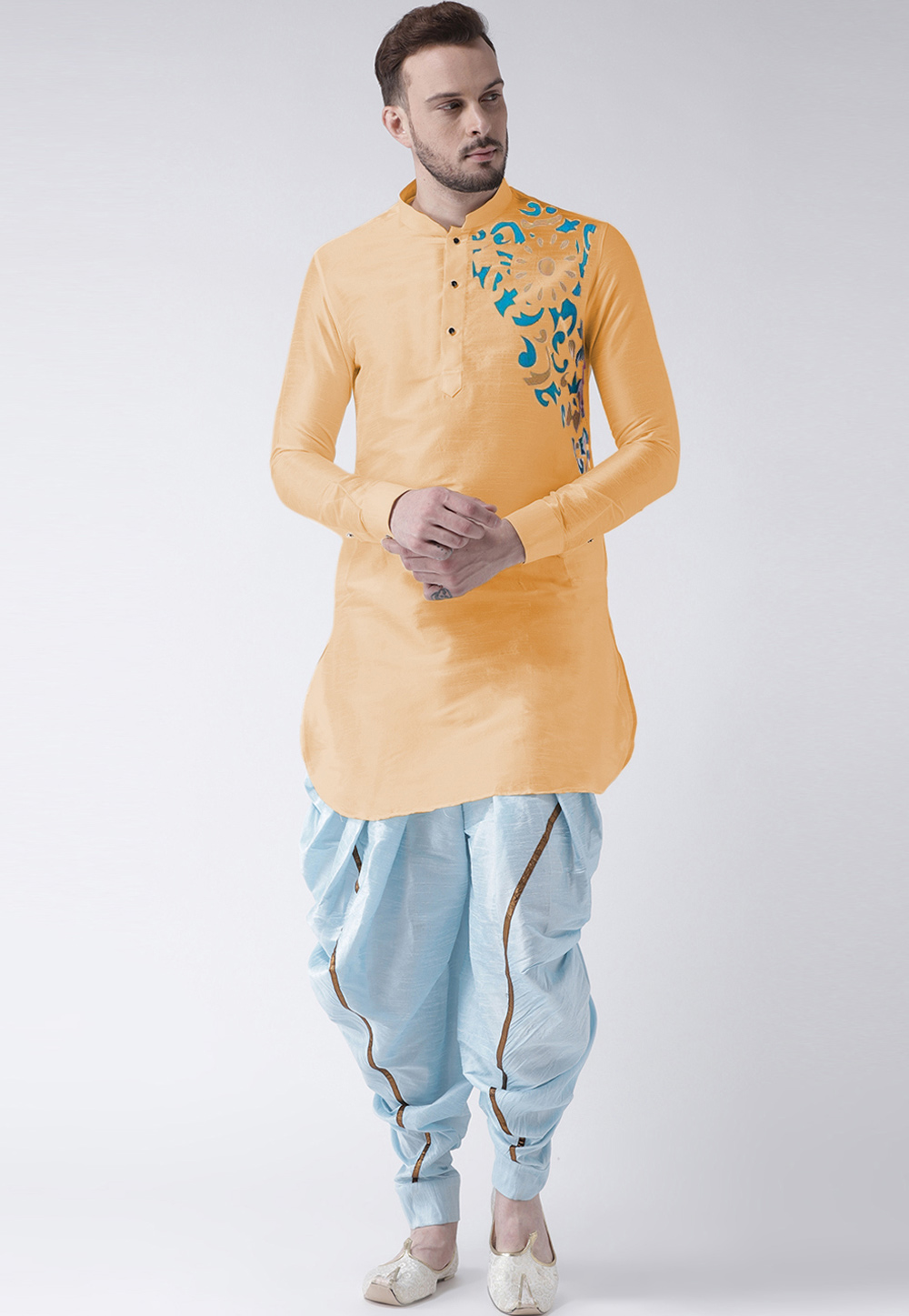 Orange Dupion Silk Dhoti Kurta 284912